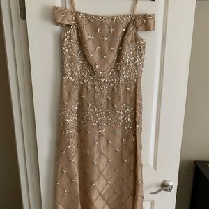 Adrianna Papell Sequin Beaded High Low Dress